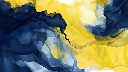 navy and yellow alcohol ink
