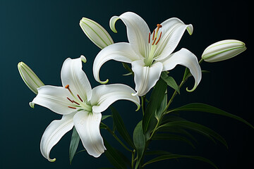 Fototapeta na wymiar Tranquil minimalism with a tropical lily, evoking the calm beauty of the rainforest.