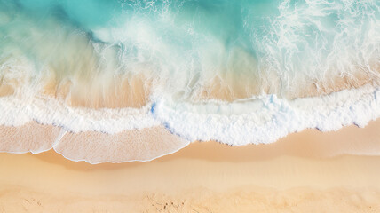 Fototapeta na wymiar sand beach background with wave high angle shot