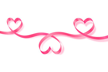 pink heart ribbon isolated on transparent background, vector art and illustration
