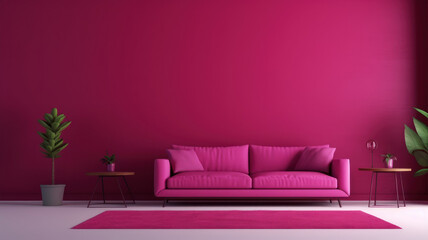 Viva magenta  trend colour  the luxury living lounge - obrazy, fototapety, plakaty