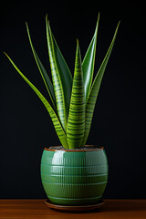 A moment of silence captured through the minimalistic display of a snake plant, radiating tranquility.