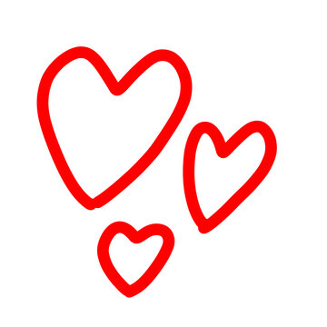 Red heart doodle element illustration