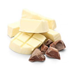 Cocoa butter chunks on isolate transparency background, PNG