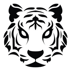 simple abstract tiger head logo vector iconic illustration