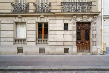 vintage parisian freestone facade  building template