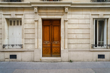 vintage parisian freestone facade  building template