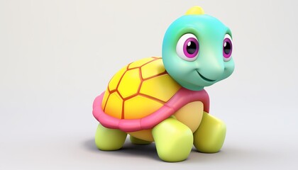 Fototapeta premium cute Tortoise - 3D Rendered Illustration, colorfull