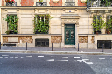 vintage parisian freestone facade  building template