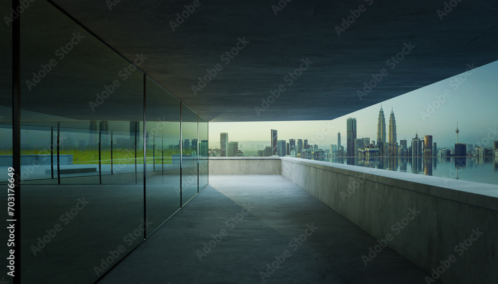 Aufkleber 3d rendering contemporary square shape design modern architecture building exterior
