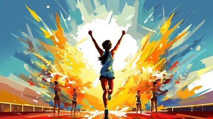 A picture of athlete in the summer olympic with mix color style