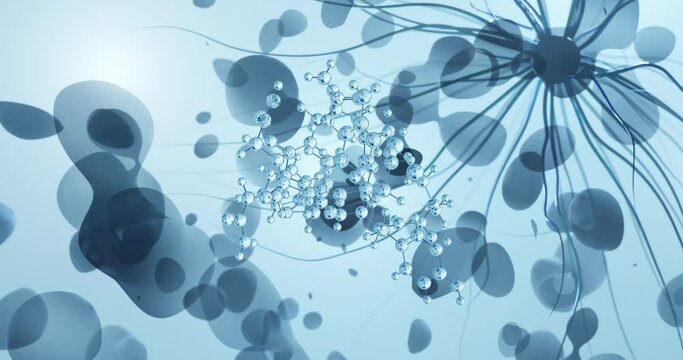 Vasopressin rotating molecular 3d structure ball-and-stick model, looped video hormone