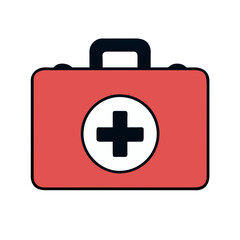 First aid kit with bandages vektor icon illustation