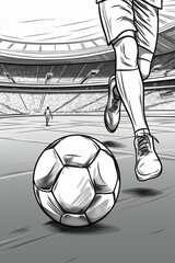 Close-Up of Soccer Players Night Kick in Stadium