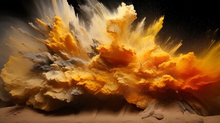 A colorful explosion of yellow and orange on a black background
