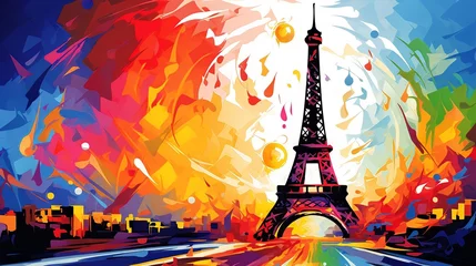 Schilderijen op glas Eiffel tower in water color image © Syahrul Zidane A