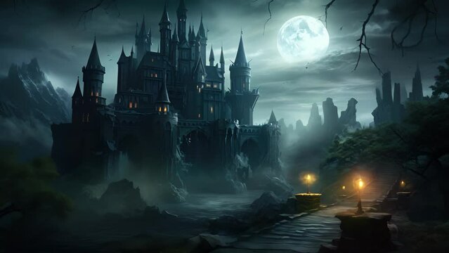The light of a waning moon creeps through the mist illuminating a haunted palace of forgotten grandeur. Spires and towers of ancient stone have decayed into nothing the entrance