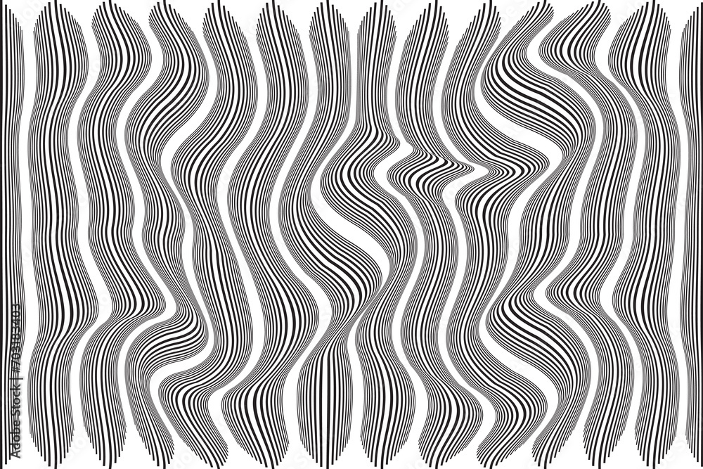 Poster vertical stripe of regular pattern. design lines curve black on white background. design print for i
