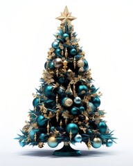 Blue and gold Christmas tree