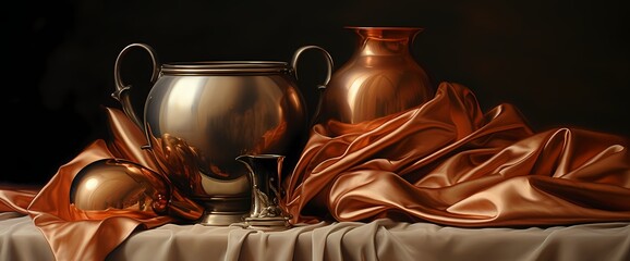 Burnished copper silk exhibiting a rich and dynamic interplay of light and shadow
