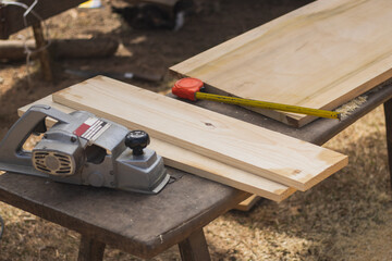 Carpenter equipment on the table