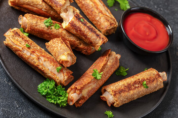 ham and cheese french whole wheat toast roll ups