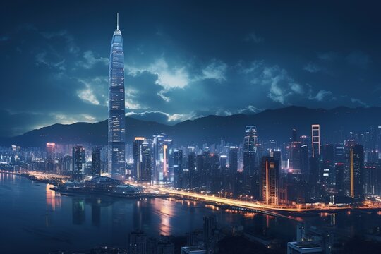 A stunning view of the Shenzhen skyline at night