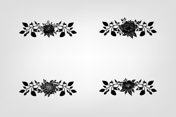 Set botanic blossom floral elements Decorative for Invitation Card