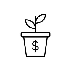 Investment plant outline icons, minimalist vector illustration ,simple transparent graphic element .Isolated on white background