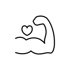 Love muscle outline icons, minimalist vector illustration ,simple transparent graphic element .Isolated on white background