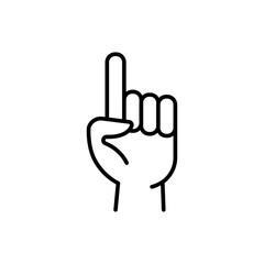 Raise finger outline icons, minimalist vector illustration ,simple transparent graphic element .Isolated on white background