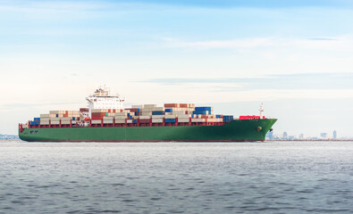 Container ships transport containers around the world