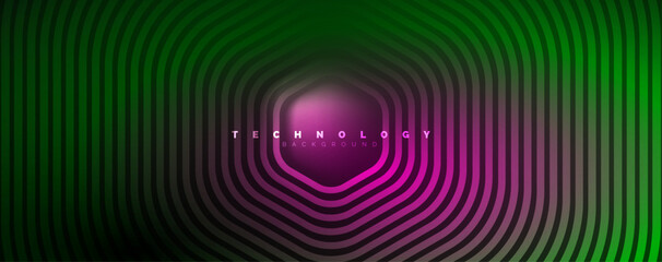 Techno shiny hexagons abstract background, technology energy space light concept, abstract background wallpaper design