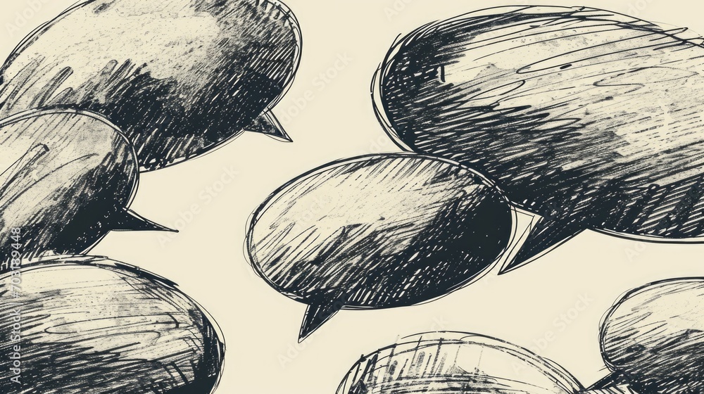 Poster a drawing of various speech bubbles. can be used for communication, discussions, or presentations