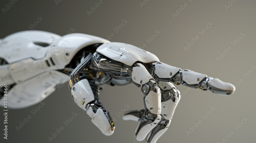 Aufkleber Close up of a robot's hand holding an object. Suitable for technology and robotics concepts