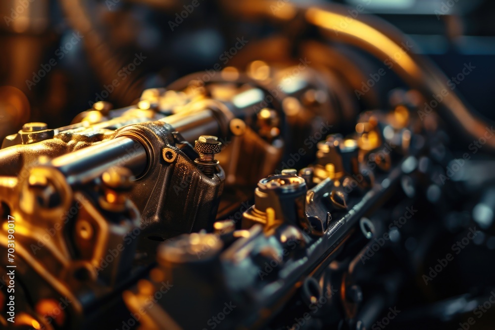 Poster A detailed view of the intricate gears on a machine. Ideal for industrial and mechanical concepts