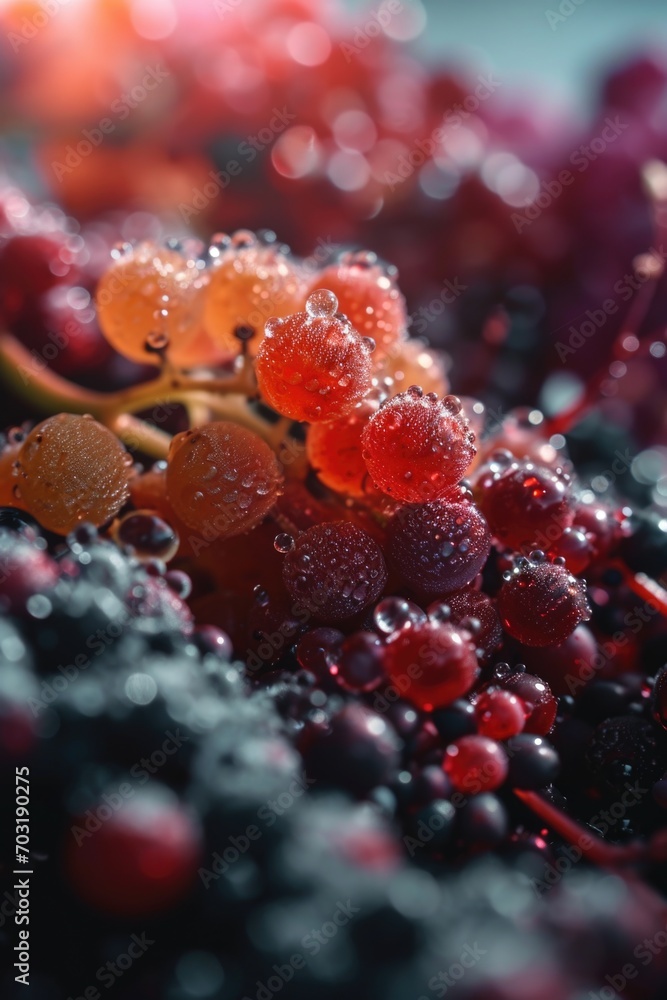 Poster a close-up view of a bunch of grapes. perfect for food and beverage-related projects