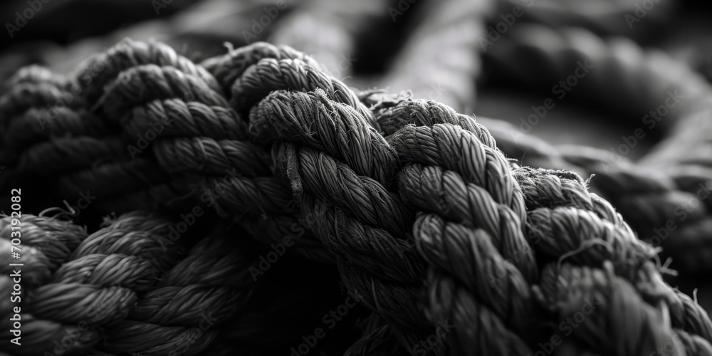 Poster a black and white photo of a rope. suitable for various design projects