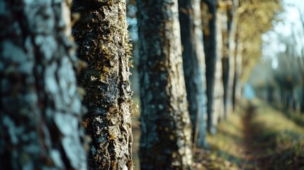 Obraz premium A picture of a group of trees covered in moss. Perfect for nature enthusiasts and those looking to add a touch of greenery to their designs