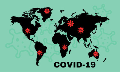 Coronavirus disease COVID-19 infection medical with typography and copy space, detailed flat vector illustration.