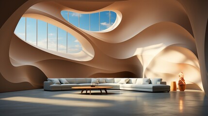 Futuristic interior design living room
