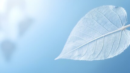 AI generated illustration of a white leaf on a blue background