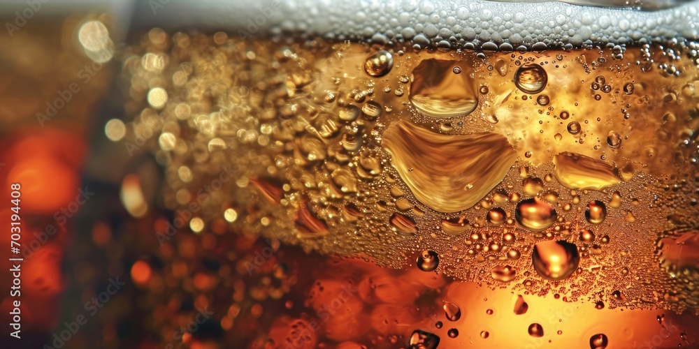 Aufkleber a detailed view of a glass filled with soda. this image can be used to showcase refreshing beverages