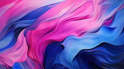 Fotobehang Dynamic gradients of midnight blue and electric pink converge, producing a visually captivating abstract canvas in high definition © Hamza