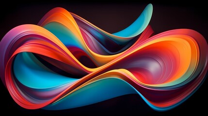 Dynamic interplay of fluorescent hues, resulting in an enigmatic abstract curve formation.