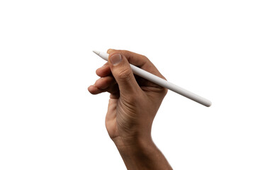 black male holding white smart pencil isolated no background