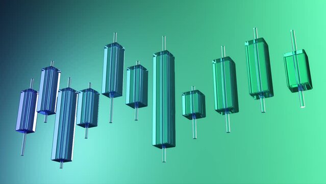 Candlestick charts that move all the time. investment symbol. 3D animation