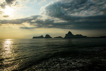 evening landscape in the sea and sunset in summer nature