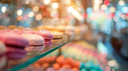 Deurstickers colorful macaroons which sell of shop, Abstract blur background © Kate Mova
