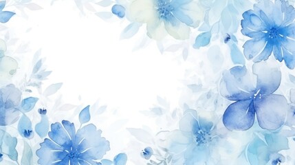 Blue floral watercolor abstract background. Generative AI
